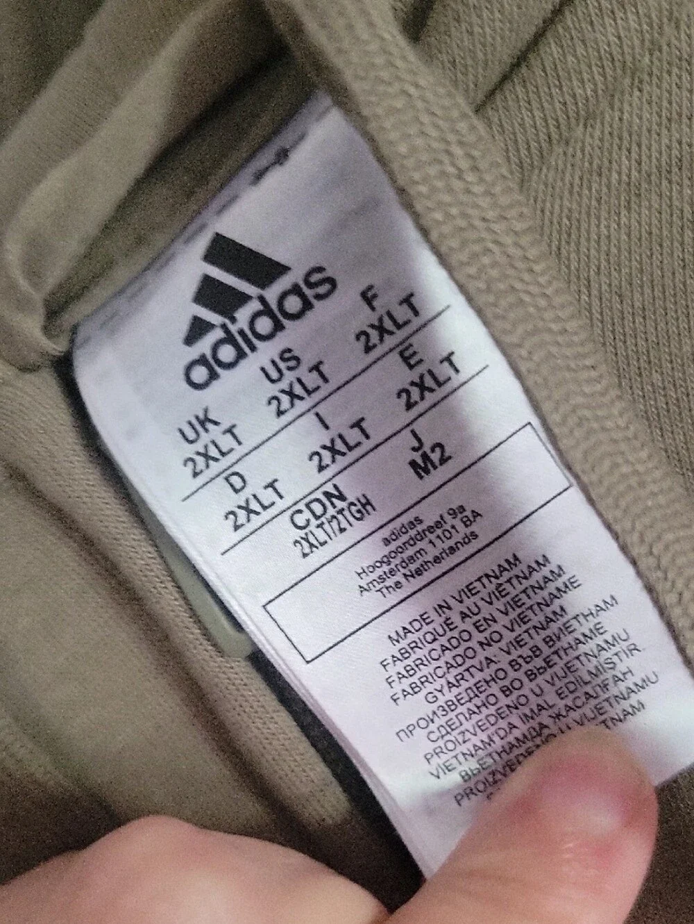 adidas Light Olive Green Hooded Zip Jacket with White Logo